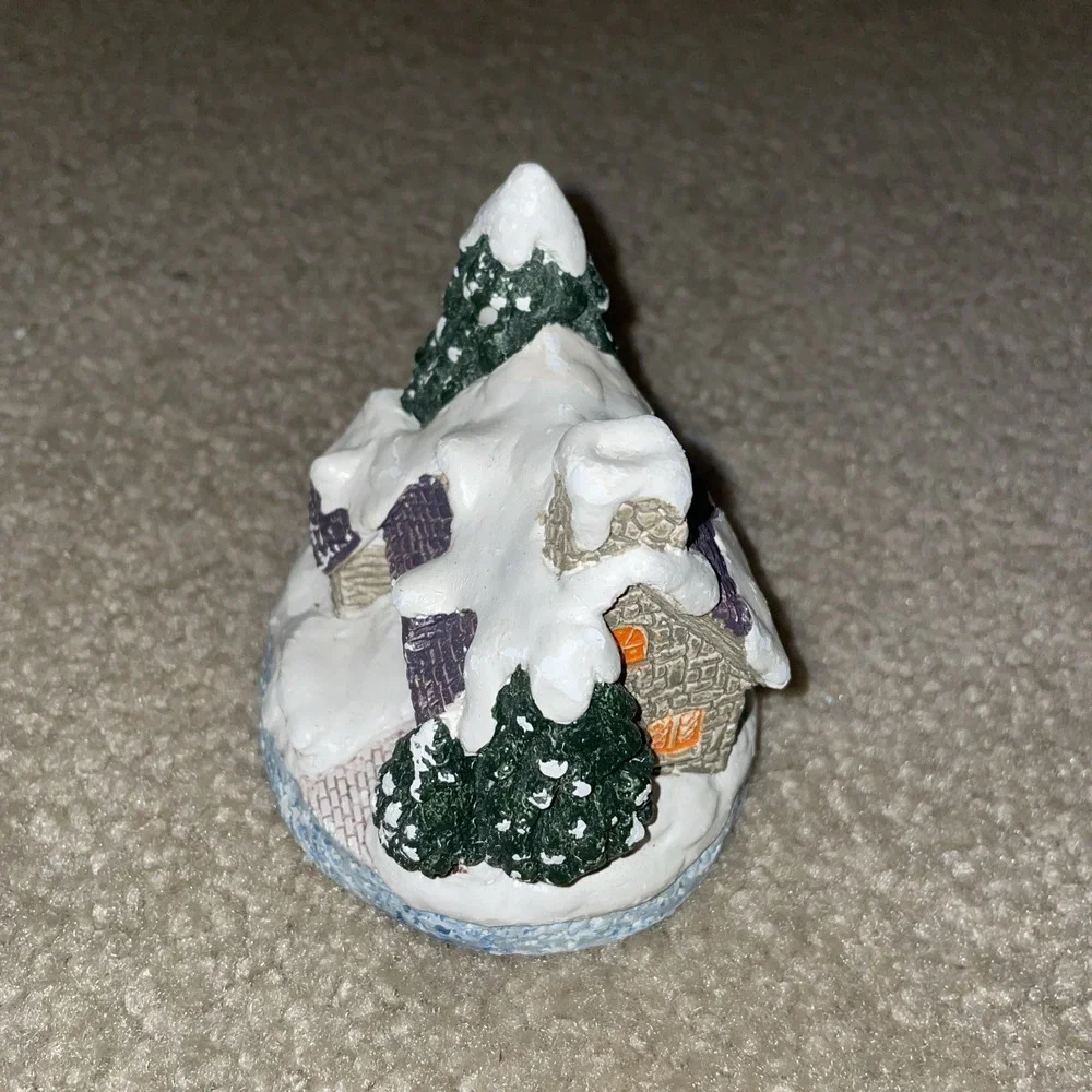 Miniature Light Up Winter Village Cottage Snow Covered Christmas House Figurine